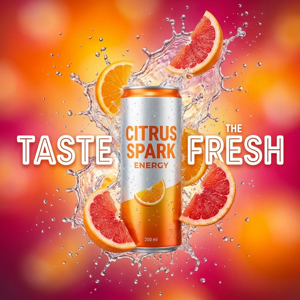 AI-generated Beverage ad creative: Taste the fresh