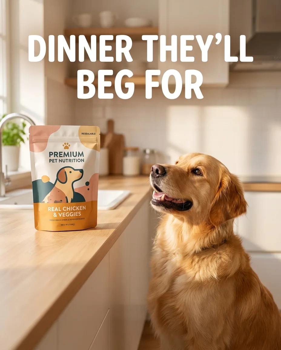 AI-generated Pet ad creative: Dinner they'll beg for