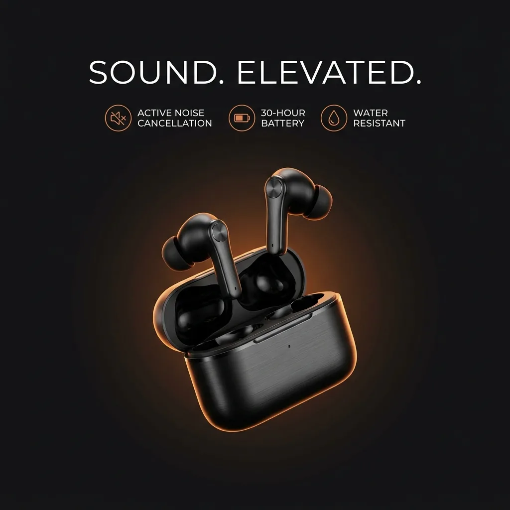 AI-generated Tech ad creative: Sound. Elevated.